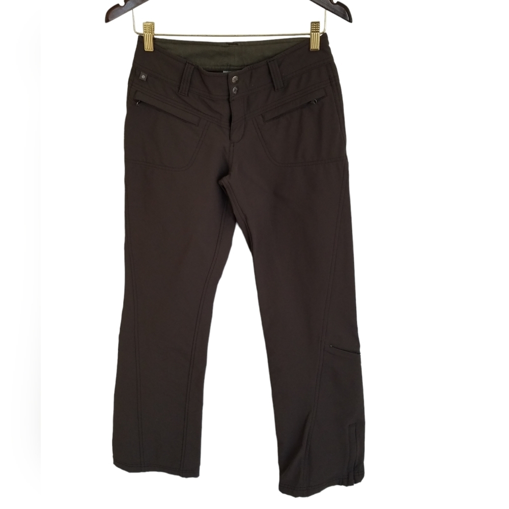 Athleta Dipper Dark Olive Flare Cargo Pants  Pocket Details Size 2
